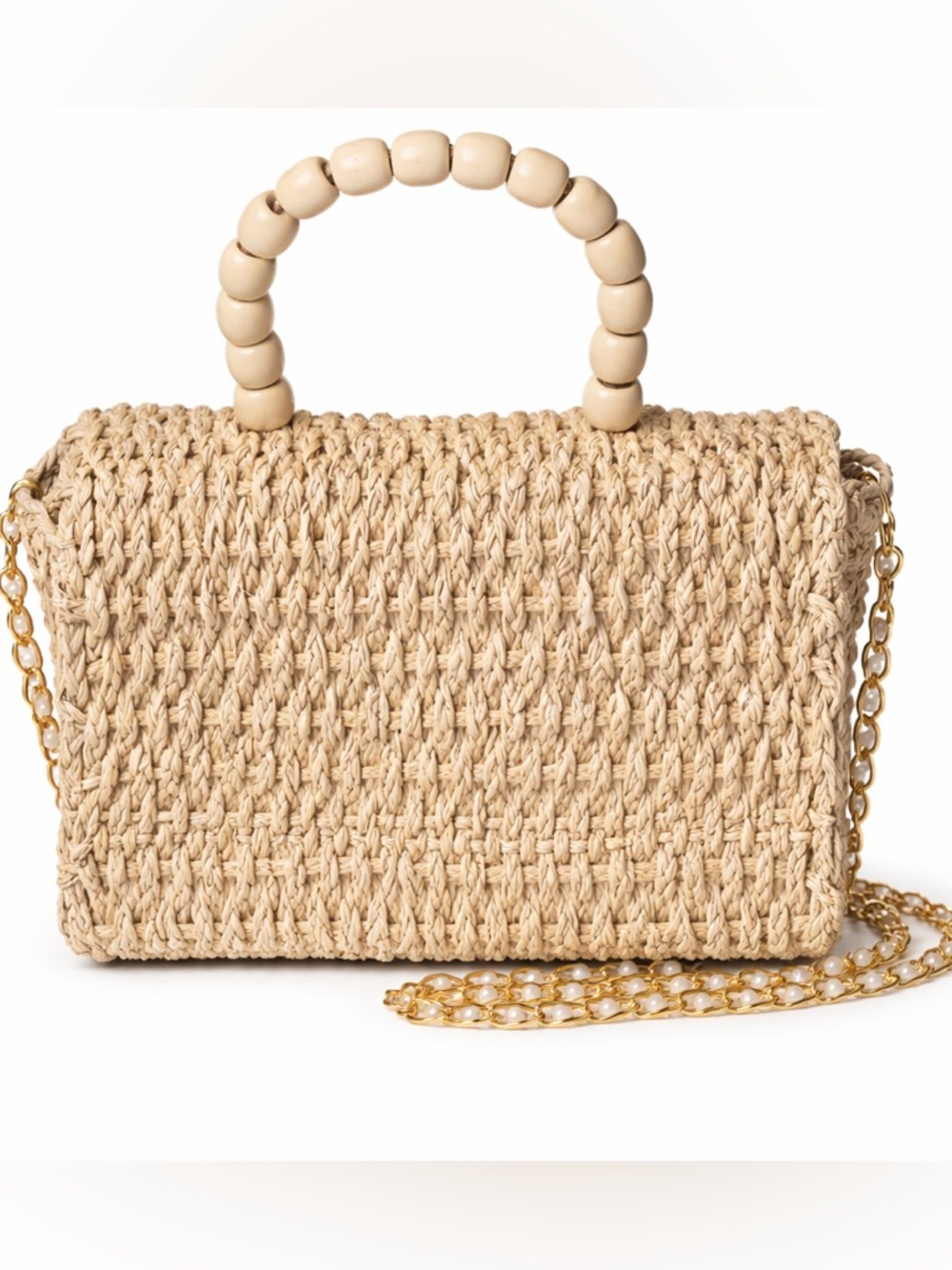 Handcrafted Tan Woven Bag with Heart Accent - Picture 3 of 4
